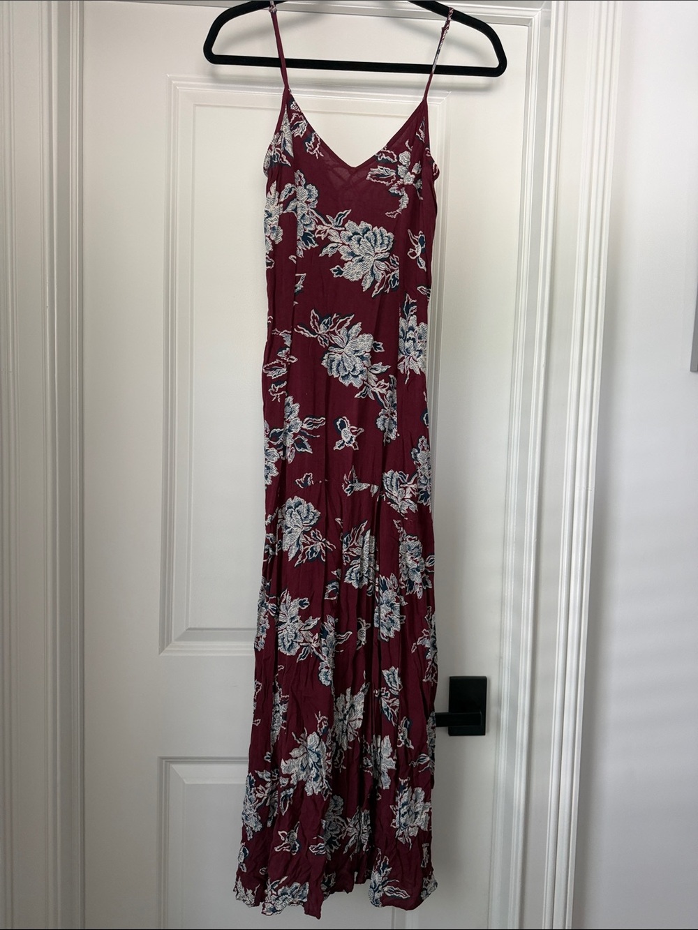Abercrombie & Fitch Burgundy Floral Slip Maxi Dress